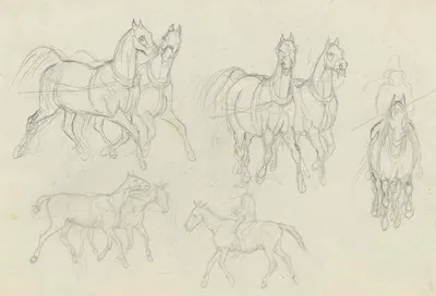 Study of horses, at a trot by Август Лукас — digital art print download