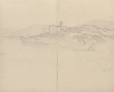 View of Segni by Август Лукас, 1830 – 1831 — digital art print download