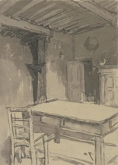 Room with beamed ceiling by Август фон Петтенкофен — digital art print download