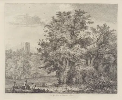 The Yew Trees at Fountains’ Abbey by Jacob George Strutt, 1826 — digital art print download