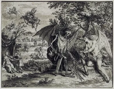 Cupid and Death by Бернар Пикара, 1718 — digital art print download
