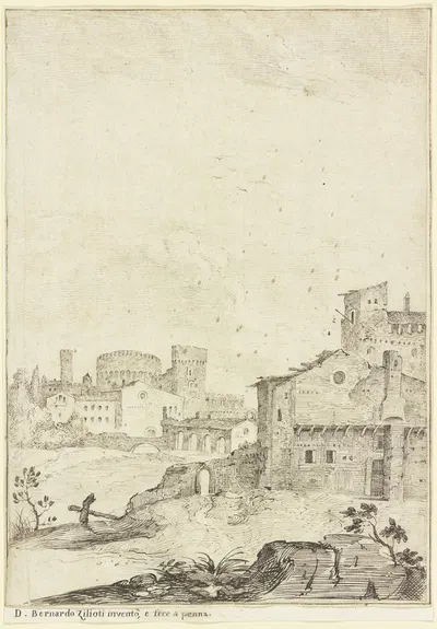 Ansicht einer italienischen Stadt by Domenico Bernardo Zilotti — digital art print download