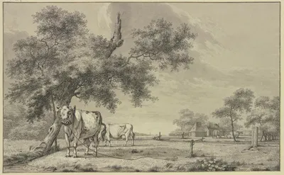 Landscape with Tethered Bull by Бернхард Хендрик Тир, 1777 — digital art print download