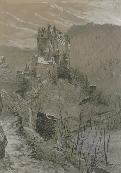 Eltz castle in the winter by Бернхард Маннфельд, 1901 — digital art print download