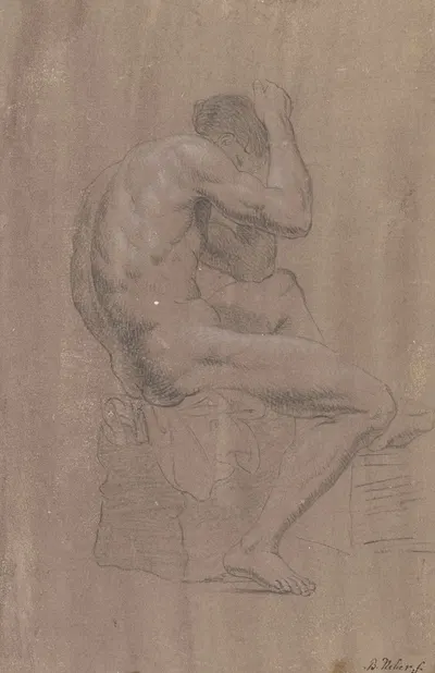 Akt eines sitzenden Mannes, im Profil nach rechts by Bernhard von Neher the elder — digital art print download