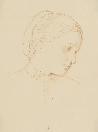 Kopf eines Mädchens, im Profil nach rechts geneigt by Bernhard von Neher the younger — digital art print download