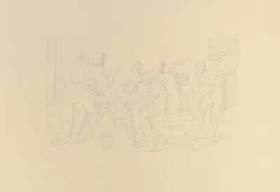 'Aus dem Leben eines Wüstlings'; V. Der Wüstling erhält den Brautkranz seiner seiner Gemahlin zurück by Бонавентура…