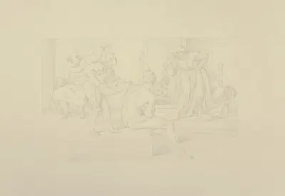 'Aus dem Leben eines Wüstlings'; VI. Der Wüstling im Bade, Disput zwischen einem Mönche und einem Philosophen by…