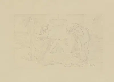'Aus dem Leben eines Wüstlings'; VII. Der Wüstling bei einer Hexe by Бонавентура Дженелли, 1845 — digital art print download