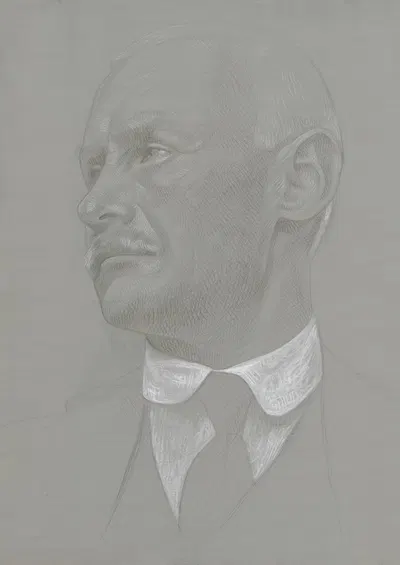 Portrait of a male head by Carl Anton Reichel — digital art print download