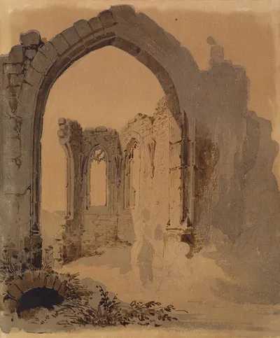 Gotische Kirchenruine mit zwei Frauen by Carl Blechen — digital art print download
