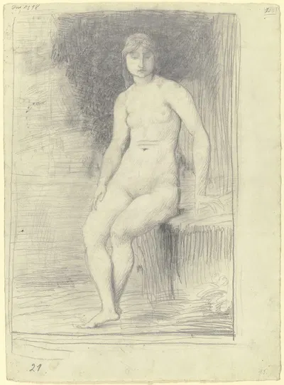 Sitting female nude by Карл Фрайхерр фон Пидоль цу Квинтенбах — digital art print download