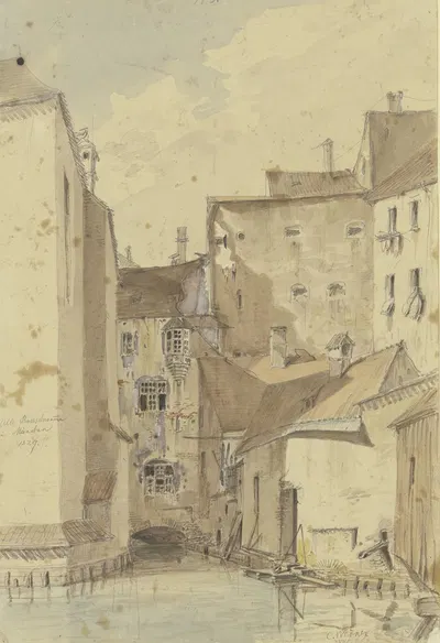 Die Roßschwemme am Viktualienmarkt in München by Carl Friedrich Heinrich Werner, 1829 — digital art print download