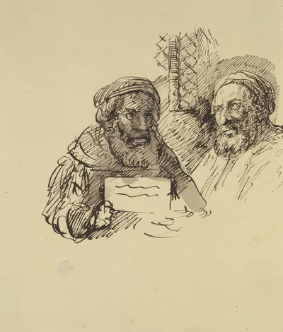 Zwei alte Herren im Gespräch über ein Schriftstück by Carl Friedrich von Rumohr — digital art print download