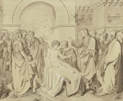 Die Auferweckung des Jünglings zu Nain by Карл Хофф, 1838 — digital art print download