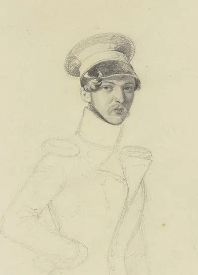 Half-length portrait of an officer by Карл Хофф — digital art print download