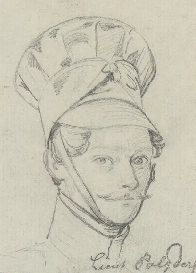 Leutnant Polzderf, Brustbild mit Tschako nach rechts by Карл Хофф — digital art print download