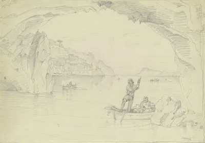 Blick auf Amalfi von der Grotte aus by Карл Морганштерн, 1835 — digital art print download
