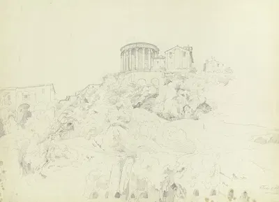 Der Tempel der Vesta und S. Giorgio in Tivoli by Карл Морганштерн, 1835 — digital art print download