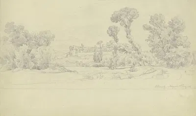 Landschaft um Villeneuve-lès-Avignon by Карл Морганштерн, 1841 — digital art print download