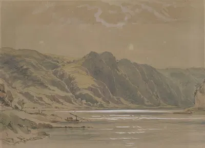 Rheinansicht mit hohen bewaldeten Ufern by Карл Морганштерн — digital art print download