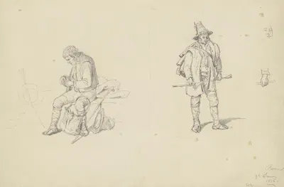 Studienblatt; römische Bauern by Carl Morgenstern, 1836 — digital art print download