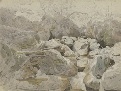 Wasserfall zwischen Felsblöcken by Карл Морганштерн, 1834 — digital art print download