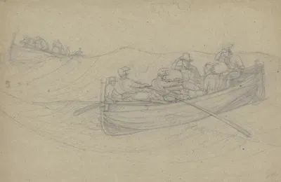 Zwei bemannte Boote auf hoher See by Carl Morgenstern — digital art print download