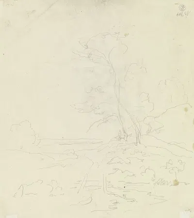 Landscape with two trees by Карл Спицвег — digital art print download