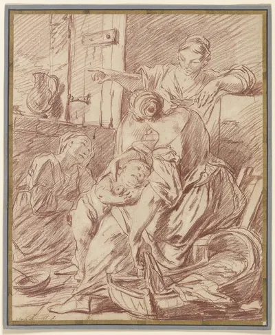 Drei Frauen bei einem Kinde beschäftigt by Charles Parrocel — digital art print download