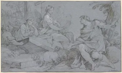 Jacob and Rachel at the Well by Шарль-Жозеф Натоир, 1732 — digital art print download