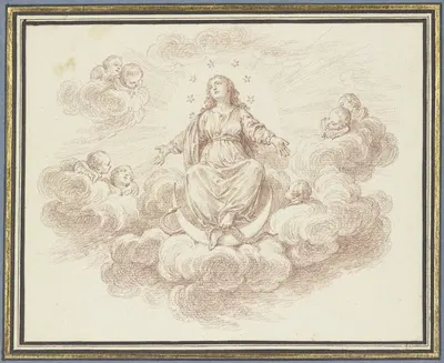 Mary on the crescent moon by Charles Nicolas Cochin II — digital art print download