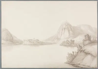 Blick in das Rheintal mit Kloster Nonnenwerth, dem Drachenfels und Rolandseck by Кристиан Георг Шютц младший, 1804 —…