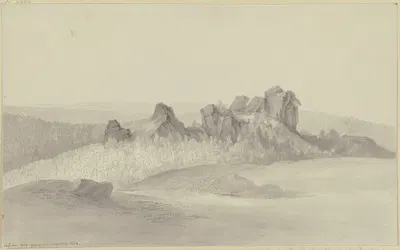 Felsengruppe auf einer bewaldeten Berghöhe im Harz by Кристиан Георг Шютц младший, 1799 — digital art print download
