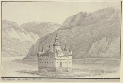 Inselburg Pfalzgrafenstein (Pfalz bei Kaub) by Кристиан Георг Шютц младший, 1801 — digital art print download