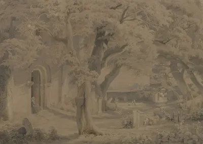 Der Kirchhof in Großen-Linden by Christian Heerdt, 1834 — digital art print download