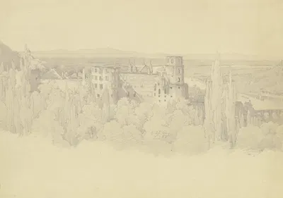 Heidelberg Castle by Christian Heerdt, 1838 — digital art print download