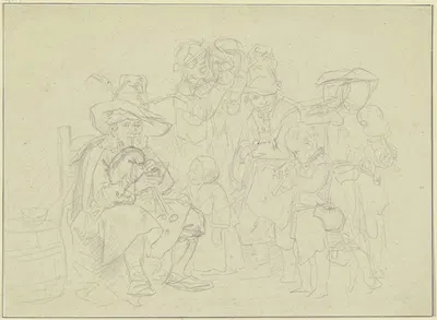 The family of musicians by Кристиан Вильгельм Эрнст Дитрих — digital art print download