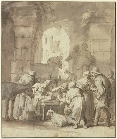 Adoration of the shepherds by Claes Cornelisz. Moeyaert — digital art print download