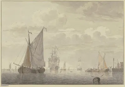Vor Anker liegende Segelschiffe by Корнелис де Гриент, 1769 — digital art print download