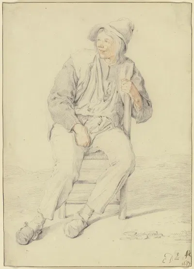 Bauer auf einem Stuhl, nach links gewandt by Корнелис Дюсарт, 1687 — digital art print download