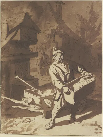 Der Ochsenhändler mit Schubkarren und Mulde by Корнелис Дюсарт — digital art print download