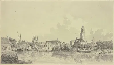 View of the port Zwolle by Корнелис Пронк — digital art print download