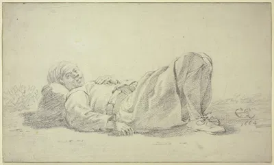 Lying boy by Cornelis Saftleven, 1664 — digital art print download