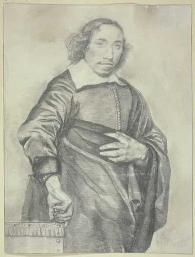 Stehender Mann auf einen Stuhl gestützt by Cornelis Visscher — digital art print download