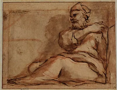 Seated Figure, facing left by Корреджо — digital art print download