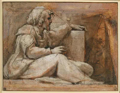 Seated Prophet with Book, facing right by Корреджо — digital art print download