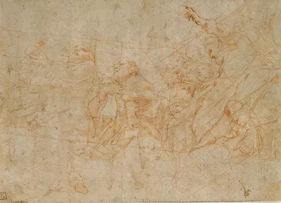 Detail study for the cupola fresco depicting the Assumption of the Virgin in the cathedral of Parma by Корреджо — digital…