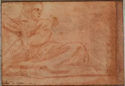 Seated figure to the right by Корреджо — digital art print download