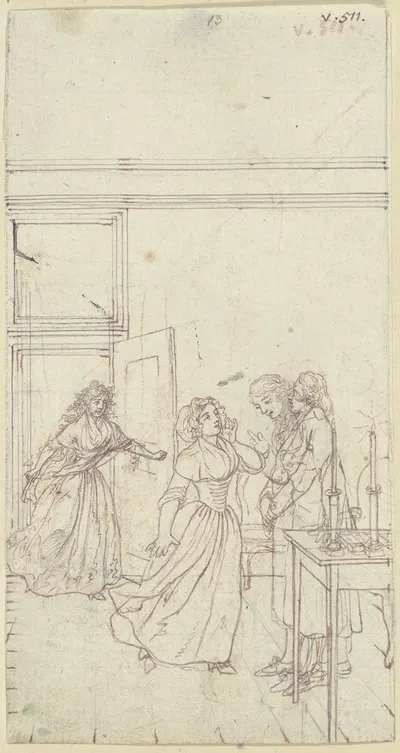 Lovelace steht rechts hinter einem Tisch by Даниэль Николай Ходовецкий — digital art print download